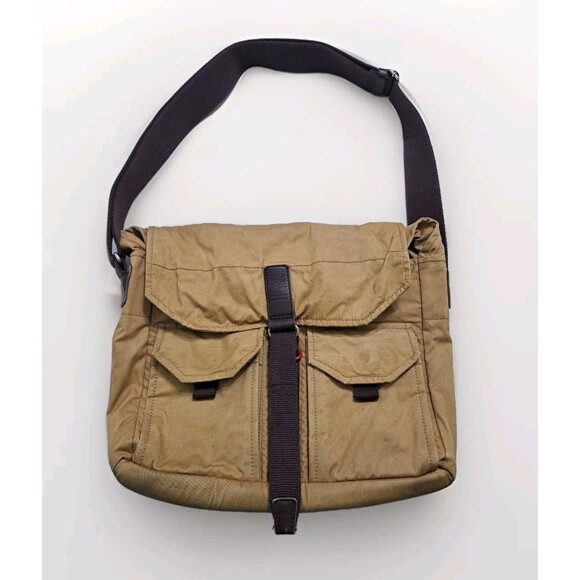 Property of Mens Coated Canvas Leather Messenger Bag Distressed Mika Shoulder